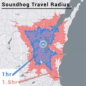 Soundhog Travel Radius Example